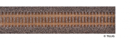 TILLIG 86509 - H0 Gleisbettung Elitegleis dunkel (braun), Länge 950 mm für Flexgleis (Holzschwellen)